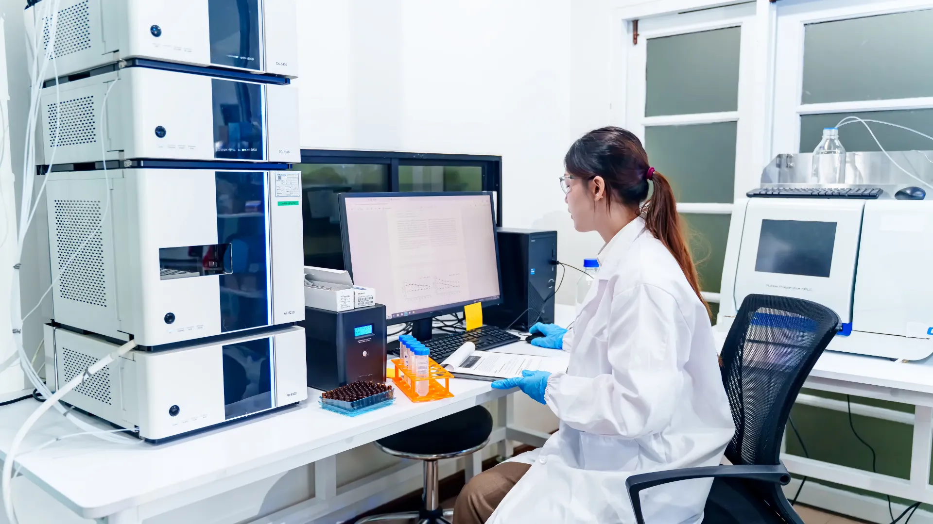 Blood sample tubes in the lab